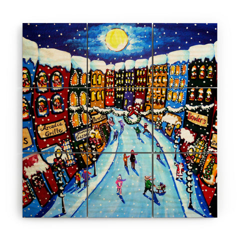 Renie Britenbucher Christmas Shoppers Wood Wall Mural