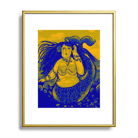 Renie Britenbucher Chubby Mermaid Navy Metal Framed Art Print