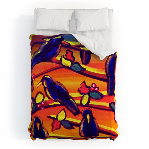 Renie Britenbucher Crows in Sunset Duvet Cover