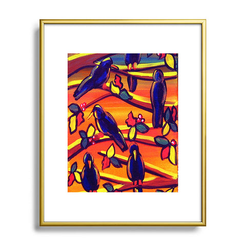 Renie Britenbucher Crows in Sunset Metal Framed Art Print