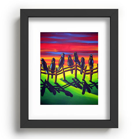 Renie Britenbucher Crows on Fence Recessed Framing Rectangle