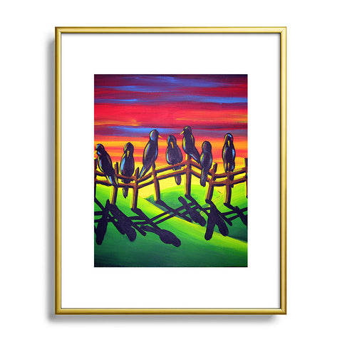 Renie Britenbucher Crows on Fence Metal Framed Art Print