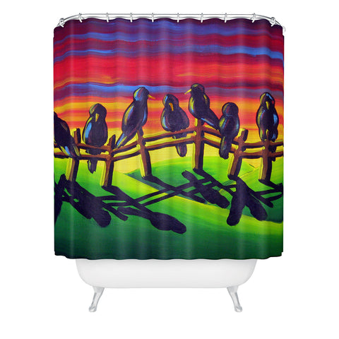 Renie Britenbucher Crows on Fence Shower Curtain