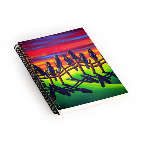 Renie Britenbucher Crows on Fence Spiral Notebook