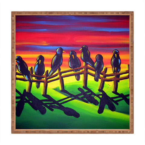 Renie Britenbucher Crows on Fence Square Tray