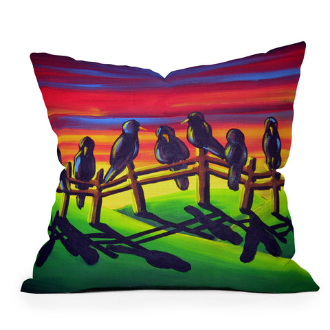Renie Britenbucher Crows on Fence Throw Pillow