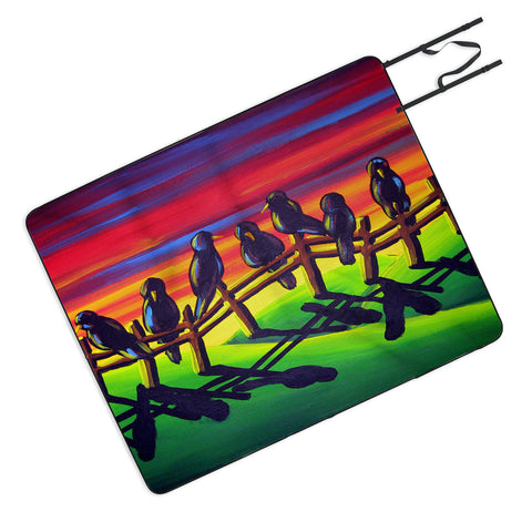Renie Britenbucher Crows on Fence Picnic Blanket