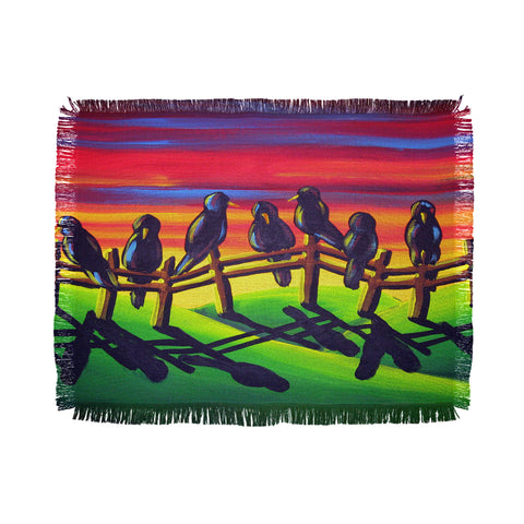 Renie Britenbucher Crows on Fence Throw Blanket