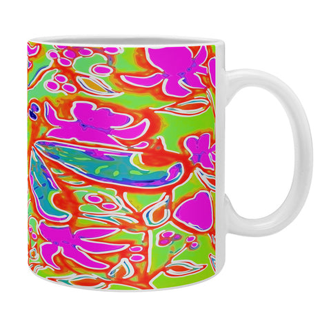 Renie Britenbucher Dragonfly And Flowers In Pink And Green Coffee Mug