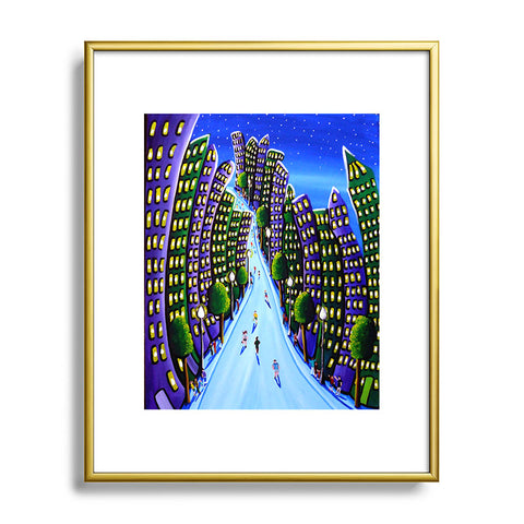 Renie Britenbucher Emerald And Purple City Metal Framed Art Print