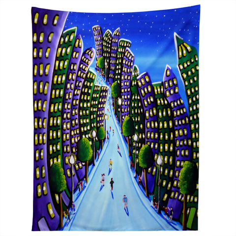 Renie Britenbucher Emerald And Purple City Tapestry