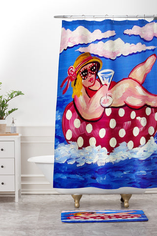 Renie Britenbucher Floating Martini Diva Shower Curtain And Mat