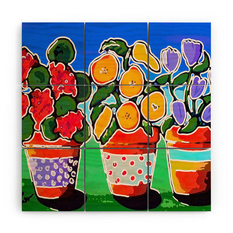 Renie Britenbucher Flower Pot Trio Wood Wall Mural