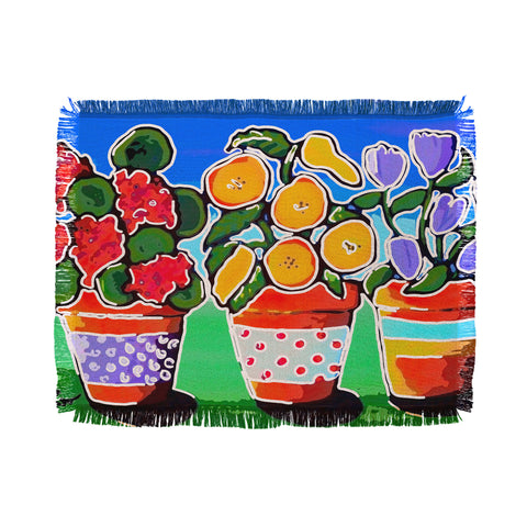 Renie Britenbucher Flower Pot Trio Throw Blanket