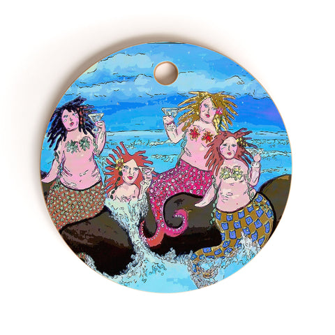 Renie Britenbucher Four Martini Mermaids Cutting Board Round