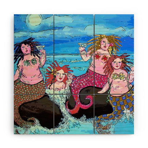 Renie Britenbucher Four Martini Mermaids Wood Wall Mural