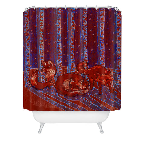 Renie Britenbucher Fox In Birch Batik Shower Curtain