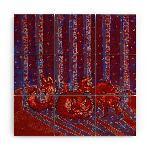 Renie Britenbucher Fox In Birch Batik Wood Wall Mural