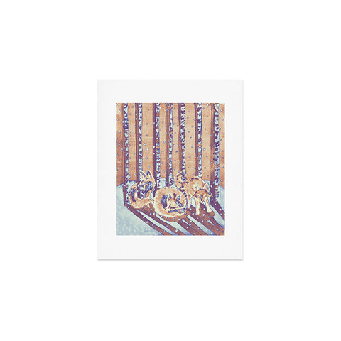 Renie Britenbucher Fox In Birch Trees Batik Melon Art Print
