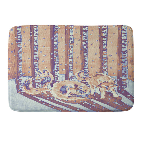 Renie Britenbucher Fox In Birch Trees Batik Melon Memory Foam Bath Mat