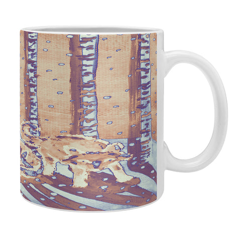 Renie Britenbucher Fox In Birch Trees Batik Melon Coffee Mug