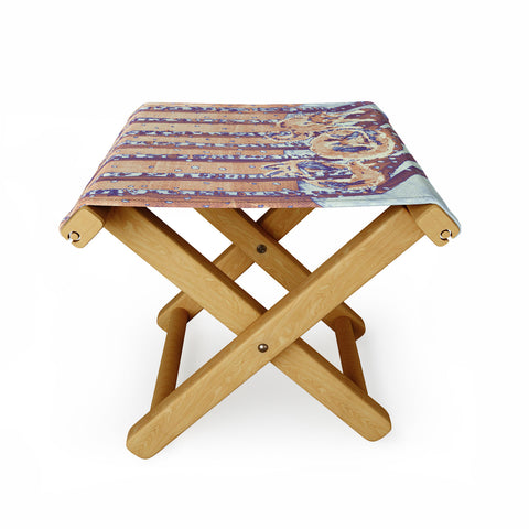 Renie Britenbucher Fox In Birch Trees Batik Melon Folding Stool