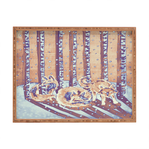 Renie Britenbucher Fox In Birch Trees Batik Melon Rectangular Tray