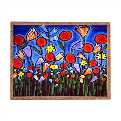 Renie Britenbucher Fun Funky Flowers Rectangular Tray