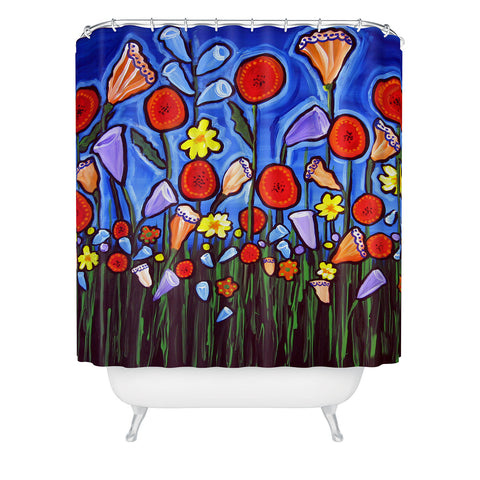 Renie Britenbucher Fun Funky Flowers Shower Curtain
