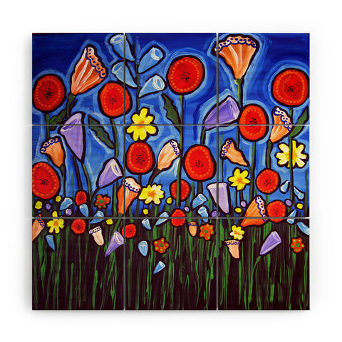 Renie Britenbucher Fun Funky Flowers Wood Wall Mural