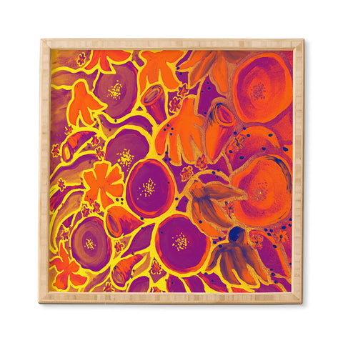 Renie Britenbucher Funky Floral In Orange Framed Wall Art