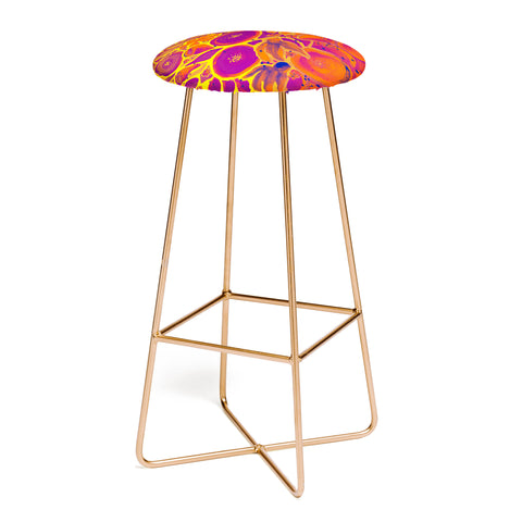 Renie Britenbucher Funky Floral In Orange Bar Stool