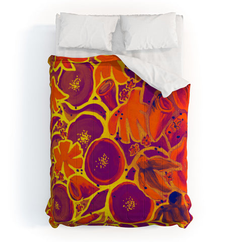 Renie Britenbucher Funky Floral In Orange Comforter