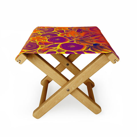 Renie Britenbucher Funky Floral In Orange Folding Stool