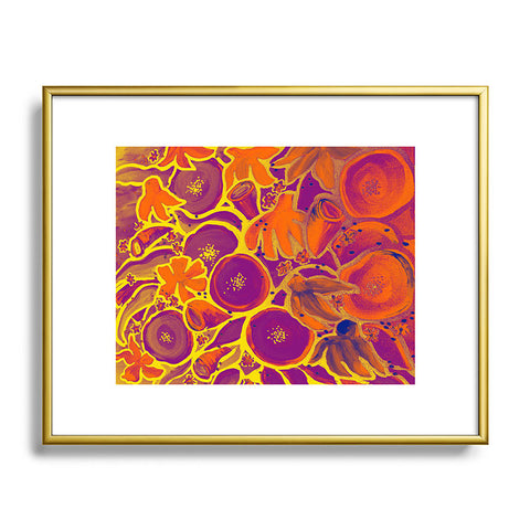 Renie Britenbucher Funky Floral In Orange Metal Framed Art Print