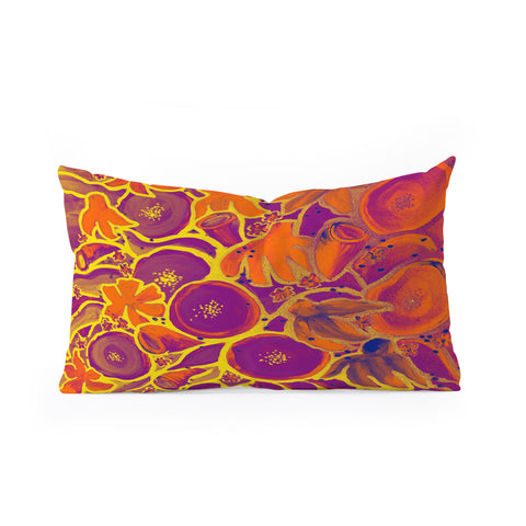Renie Britenbucher Funky Floral In Orange Oblong Throw Pillow