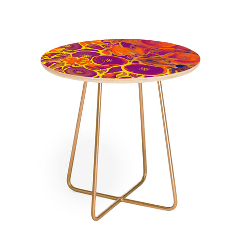 Renie Britenbucher Funky Floral In Orange Round Side Table