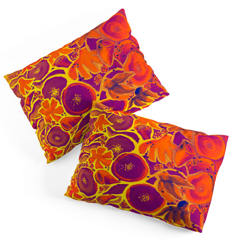 Renie Britenbucher Funky Floral In Orange Pillow Shams