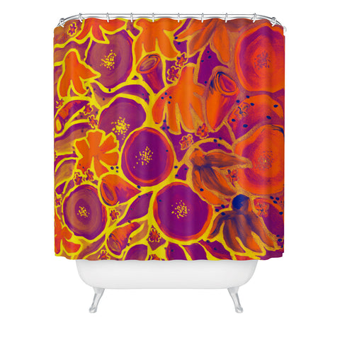 Renie Britenbucher Funky Floral In Orange Shower Curtain