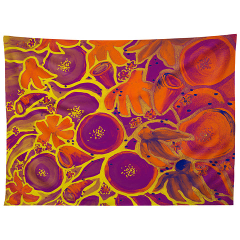 Renie Britenbucher Funky Floral In Orange Tapestry