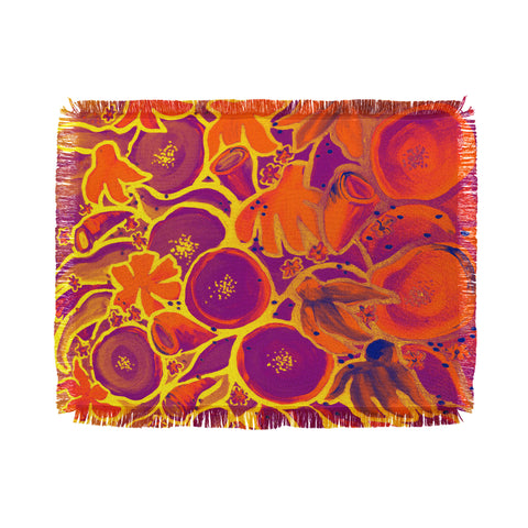 Renie Britenbucher Funky Floral In Orange Throw Blanket