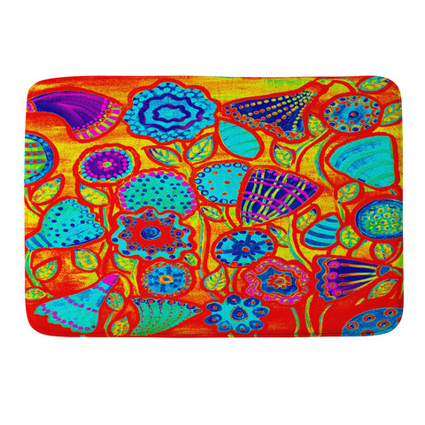 Renie Britenbucher Funky Flowers Bright Memory Foam Bath Mat