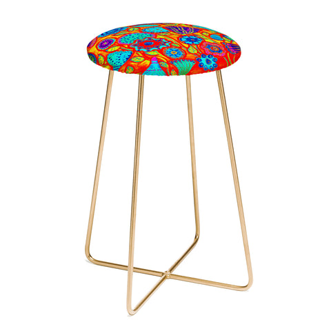 Renie Britenbucher Funky Flowers Bright Counter Stool