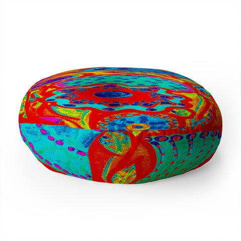 Renie Britenbucher Funky Flowers Bright Floor Pillow Round