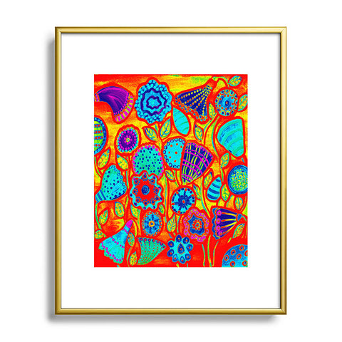 Renie Britenbucher Funky Flowers Bright Metal Framed Art Print