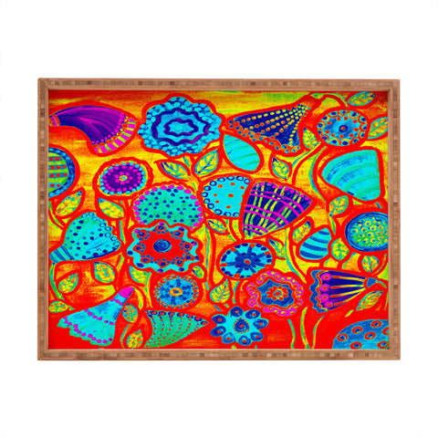 Renie Britenbucher Funky Flowers Bright Rectangular Tray