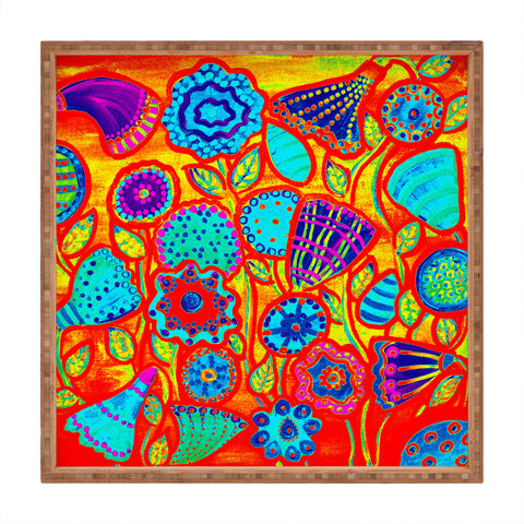 Renie Britenbucher Funky Flowers Bright Square Tray
