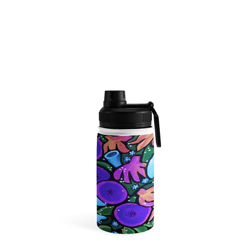 Renie Britenbucher Funky Flowers in Purple and Blue Water Bottle