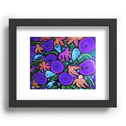 Renie Britenbucher Funky Flowers in Purple and Blue Recessed Framing Rectangle