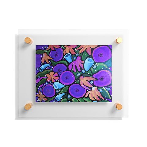 Renie Britenbucher Funky Flowers in Purple and Blue Floating Acrylic Print